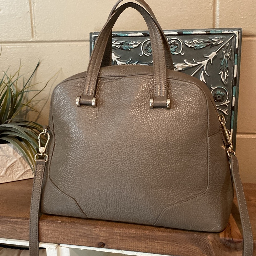 Furla Taupe Leather Satchel with Gold Hardware - Picture 2 of 12